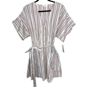 BP Striped Button Front Tie‎ Waist Dress Size L Boho Casual Nordstrom NWT